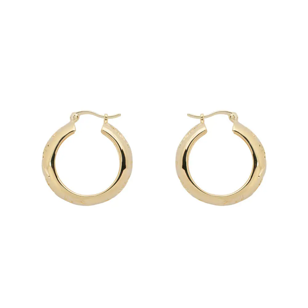 Anna and Nina Flower Garland Stamped Hoop Earrings